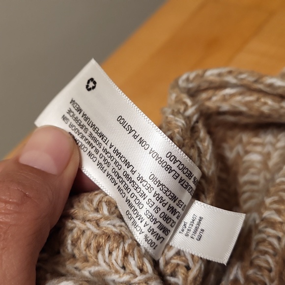 Andeaway Large Knit Tan Sweater Loose Turtleneck - Picture 7 of 7